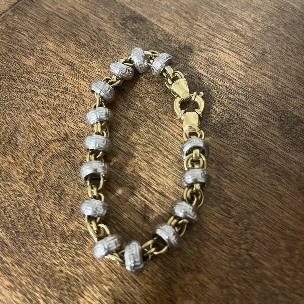 Vintage 14kt Gold Greek Bracelet 7 Inches
